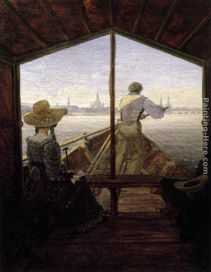 A Gondola on the Elbe near Dresden painting - Carl Gustav Carus A Gondola on the Elbe near Dresden art painting